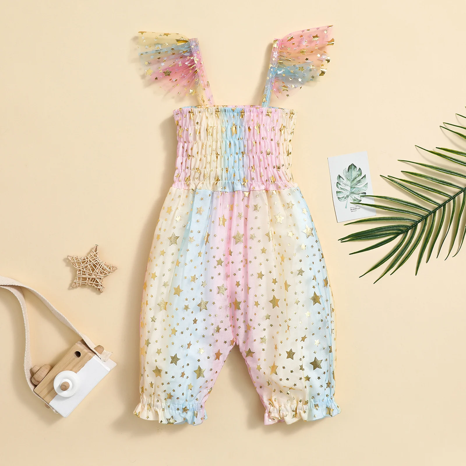 

Newborn Infant Baby Girls Romper Summer Rainbow Striped Sequins Jumpsuit Playsuit Sunsuit Costume D01