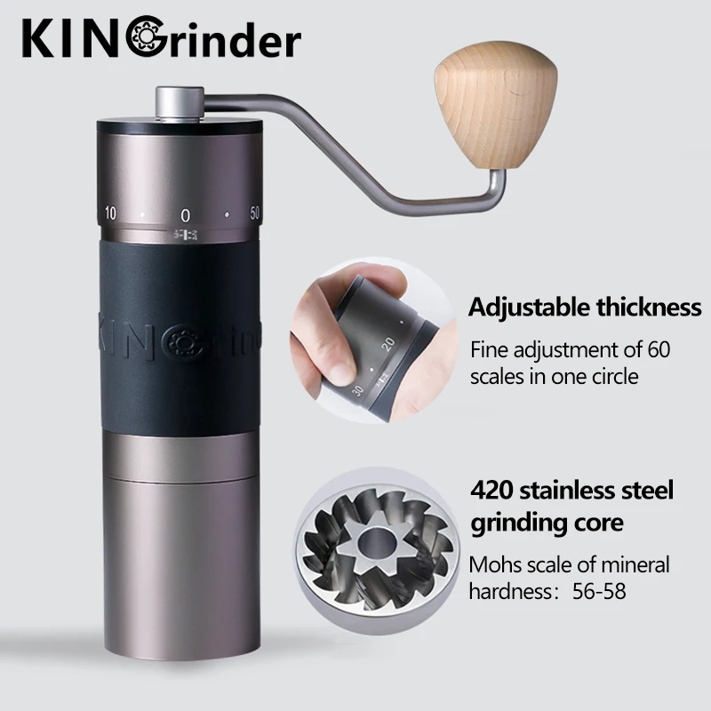 Kingrinder Aluminium Alloy Manual Coffee Grinder K0 K1 K2 K3 K4 K5 K6 Portable Coffee Bean Mill Stainless Steel Grinding Core