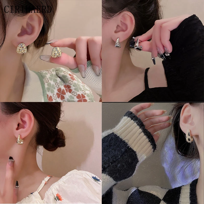 

925 Silver Needle Women Stud Earring Hip Hop Wedding Tous Jewelry Leopard Print Geometry Opal Earrings Bridesmaid Gift Wholesale