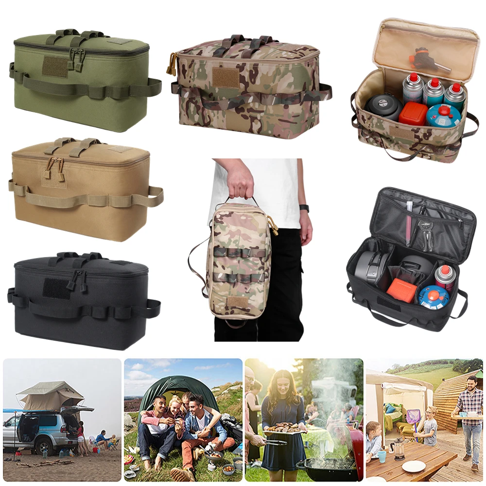 

600D Oxford Tools Pouch Camping Storage Bag Basket Gas Stove Canister Pot Carry Bag Sack Picnic Bag Cookware Utensils Organizer
