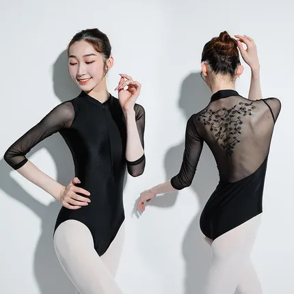 Балетные трико для женщин вышитые колготки на молнии ритмической гимнастики