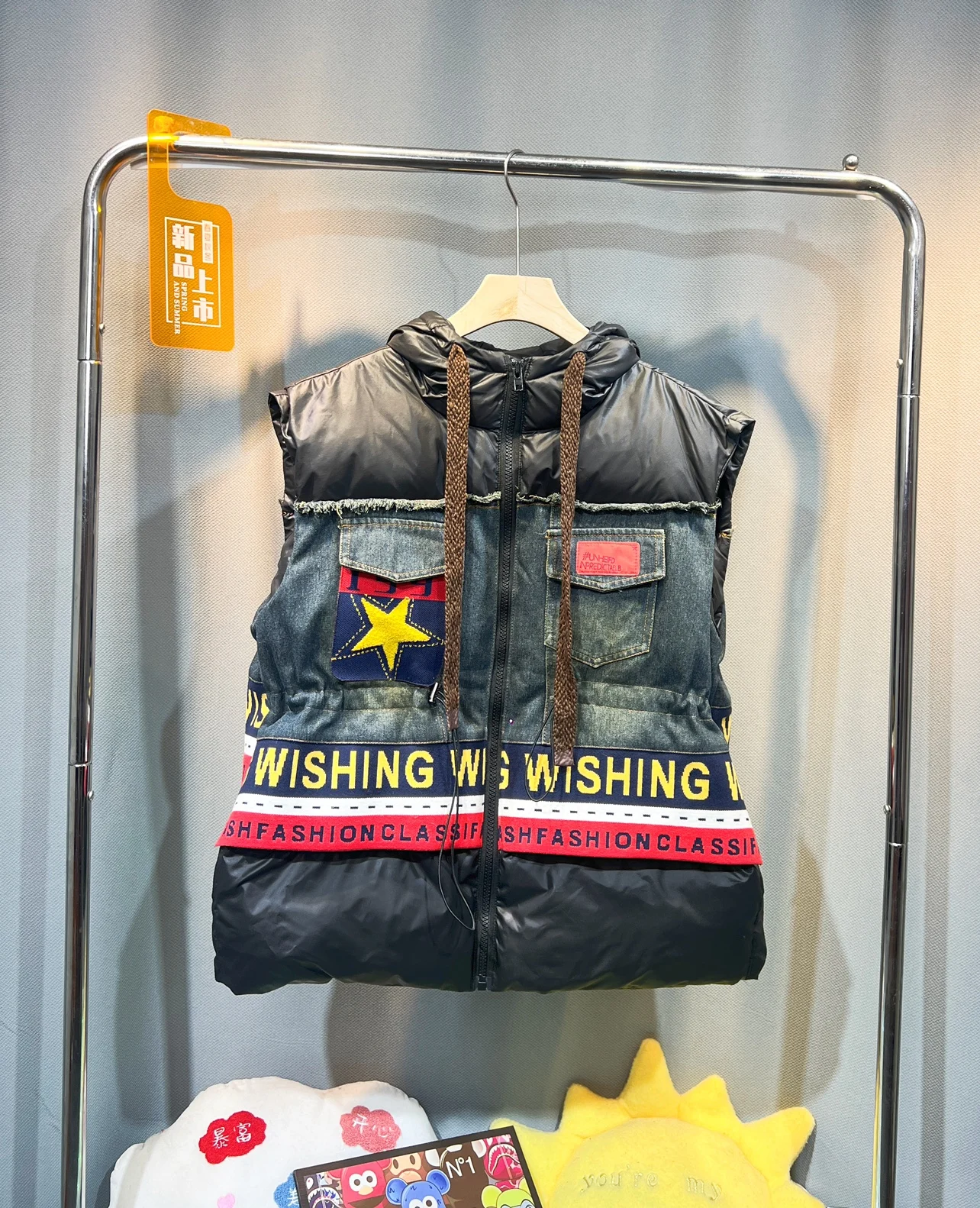 

Европейская мода, новинка, Осень-зима, женские парки, свободные джинсовые стеганые жилеты на утином пуху, пальто с капюшоном, пуховая куртка без рукавов, жилет