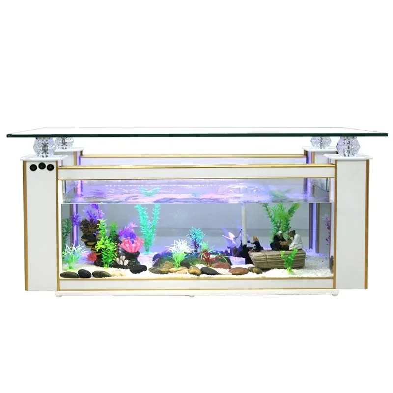 Небольшая гостиная прямоугольный экологический аквариум журнальный столик