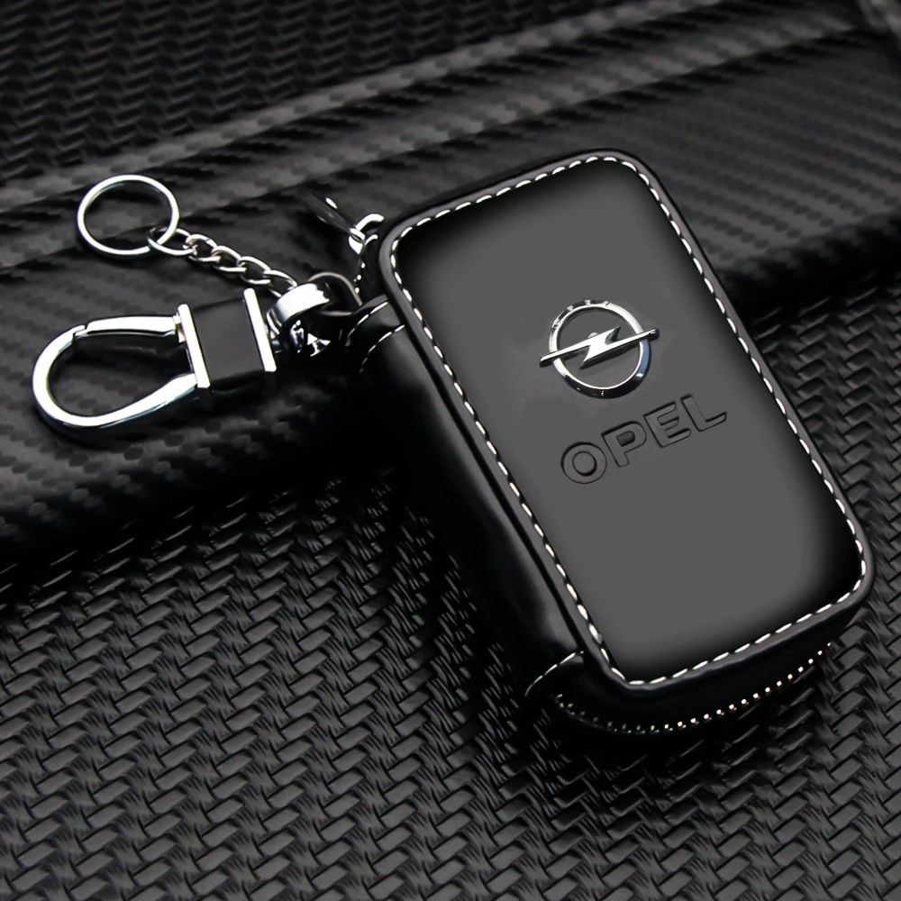 

For Opel Astra Insignia Corsa Vectra Zafira Mokka OPC Leather Zipper Key Wallet Car Key Bag Multi Function Case Auto Accessories