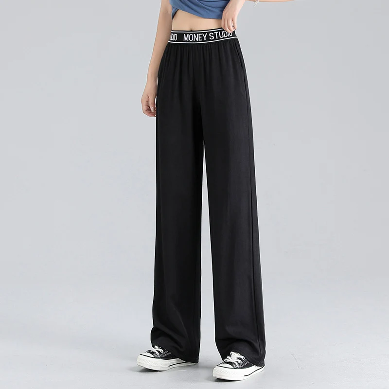 Тканевые штаны мешковатые джинсы с высокой талией широкие женские спортивные