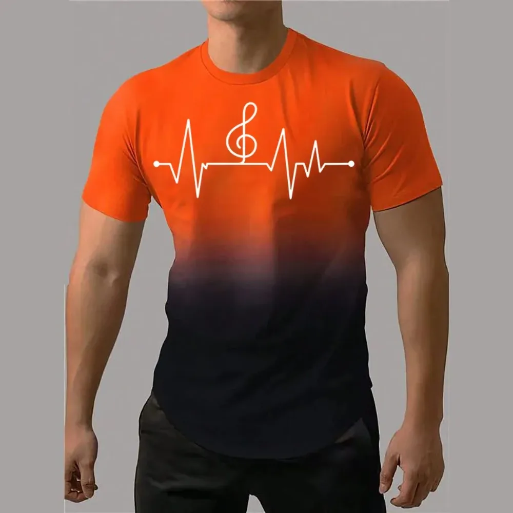

Men's T-Shirt 3D Printing Gradient Style Musical Note Tee 2023 Summer Oversized T Shirt For Men Fashion Short Sleeve O-Neck Tops