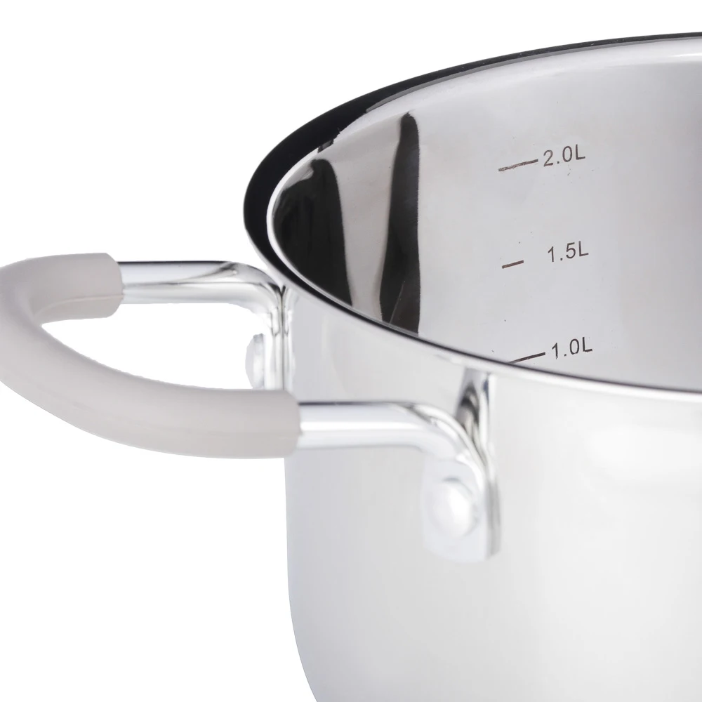 Set of pans SATOSHI A lbert 6 pr. 1.7 l 2.5 3.4 beige si licone hand les with g lass lid Utensi ls for kitchen Home app liances Tab leware supplies