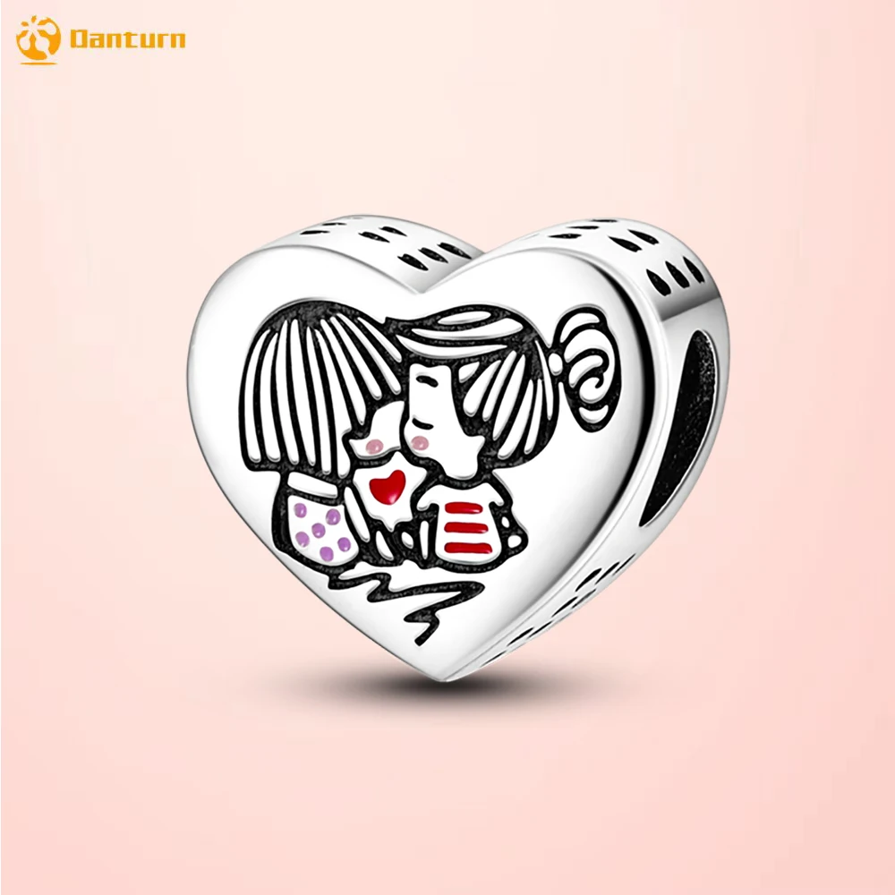 

Danturn 925 Sterling Silver Beads Sisterly Love String Dangle Charm fit Original Pandora Bracelets Fashion Women Jewelry