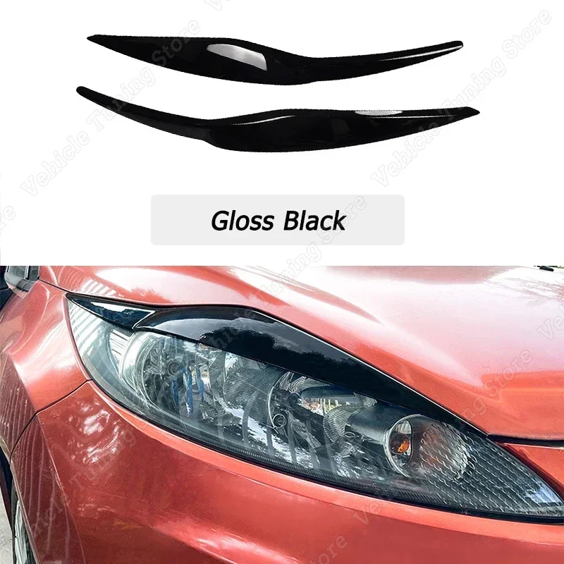 

Для Ford Fiesta MK6 MK6.5 2008-2017 передняя фара, крышка для бровей, век, накладка, аксессуары, глянцевый черный/углеродный вид, ABS