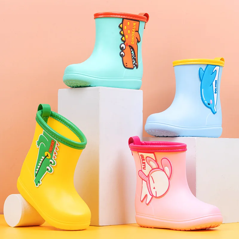 

Children's Rain Boots Outdoor Jelly Color Cute Cartoon Boys Girls Baby Waterproof Rain Boots Kids Casual Rainy Shoes