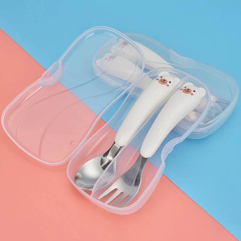 Набор столовых приборов из нержавеющей стали 304 с изображением котенка и медведя