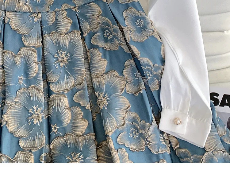 Женский жаккардовый костюм с юбкой элегантная женская юбка цветочным рисунком +