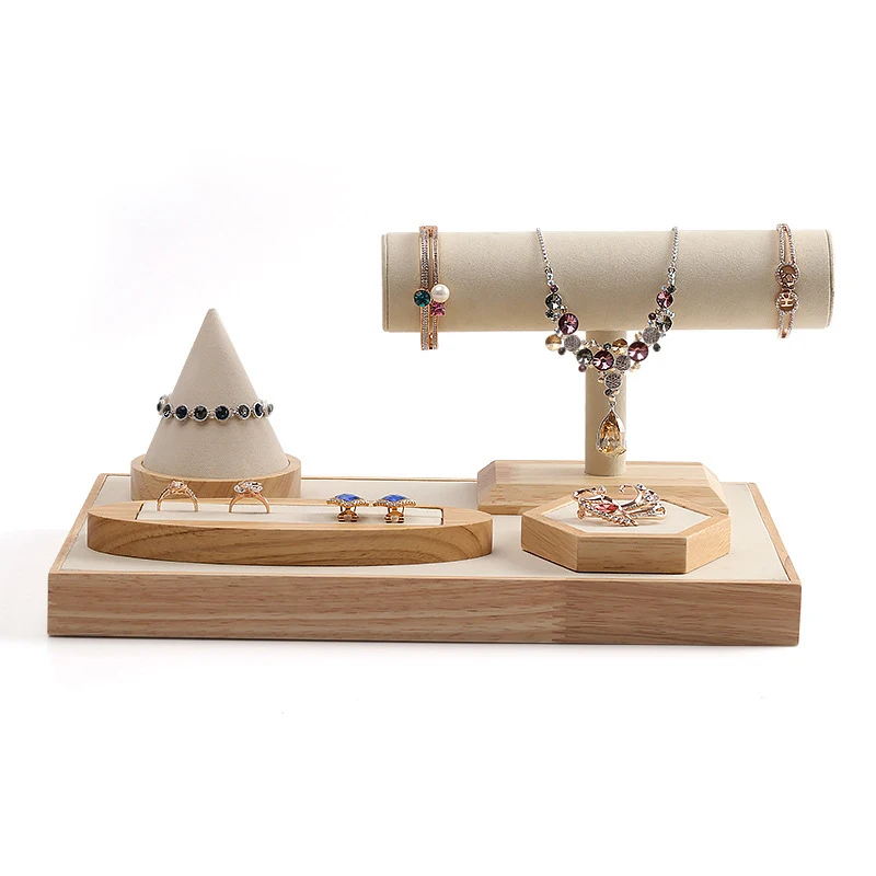 Jewelry Display Props Necklace Jewelry Wood Show Support Ring Bracelet Pendant Jade Show Support Display Display Tray