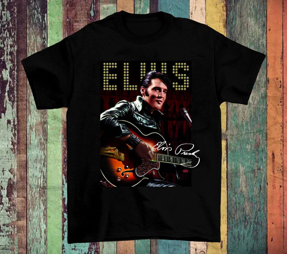 

Inspired Elvis Presley Gift for Fan Black T- Shirt Size S-3XL