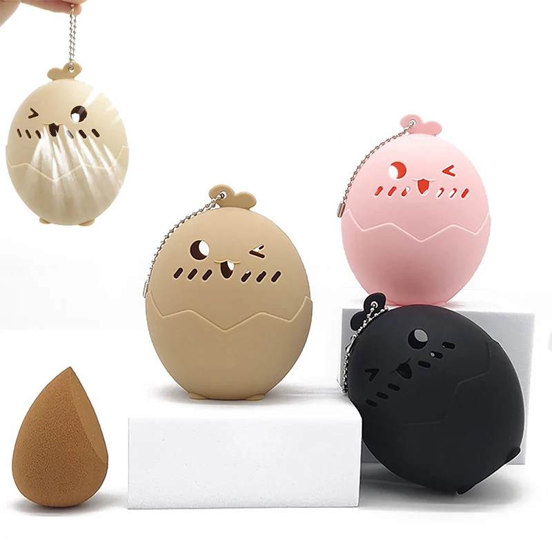 Cute Travel Portable Makeup Sponge Holder Shatterproof Silicone Beauty Make Up Blender Case Beauty Egg Powder Puff Storage Box