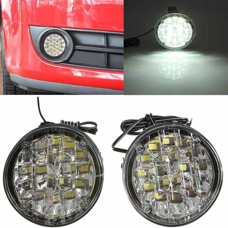 

2pcs 12V 18LED Round Car Fog Lamp Driving DRL Daytime Running Bright White Light