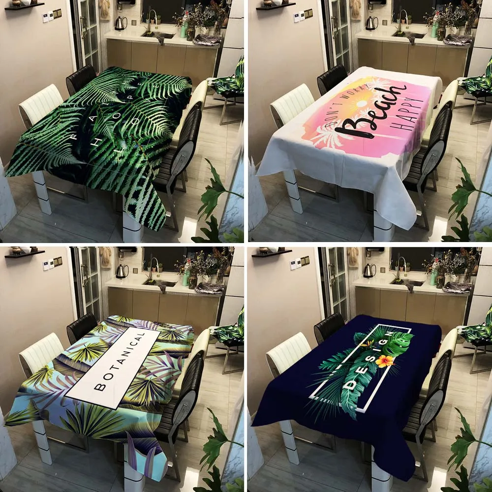 

3D Letters Green Plants Tablecloth for Table Home Waterproof Rectangular Dinner Oilproof Table Cover Mantel Antimanchas Manteles
