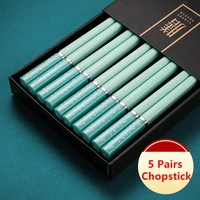 5 pairs japanese chinese chopsticks flower stainless steel reusable chopsticks durable non slip sushi sticks gift set