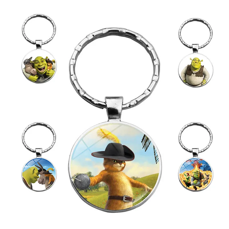 

Shrek Cabochon Glass Pendant Keychain Gifts Women Fashion Friendship Key ring