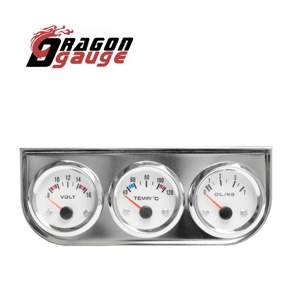 Манометр DRAGON 52 мм Автомобильный 3-в-1 вольтметр измеритель температуры воды и