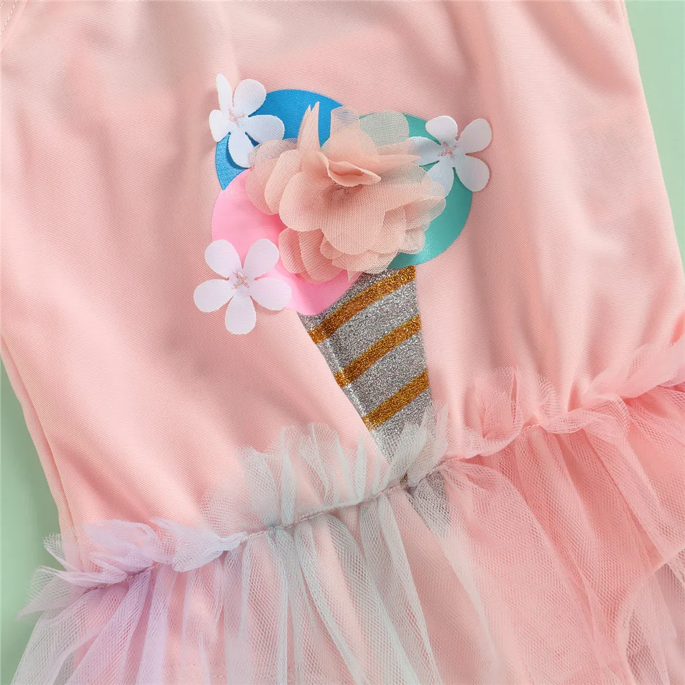 Милый купальник для маленьких девочек с рисунком мороженого летний Повседневный