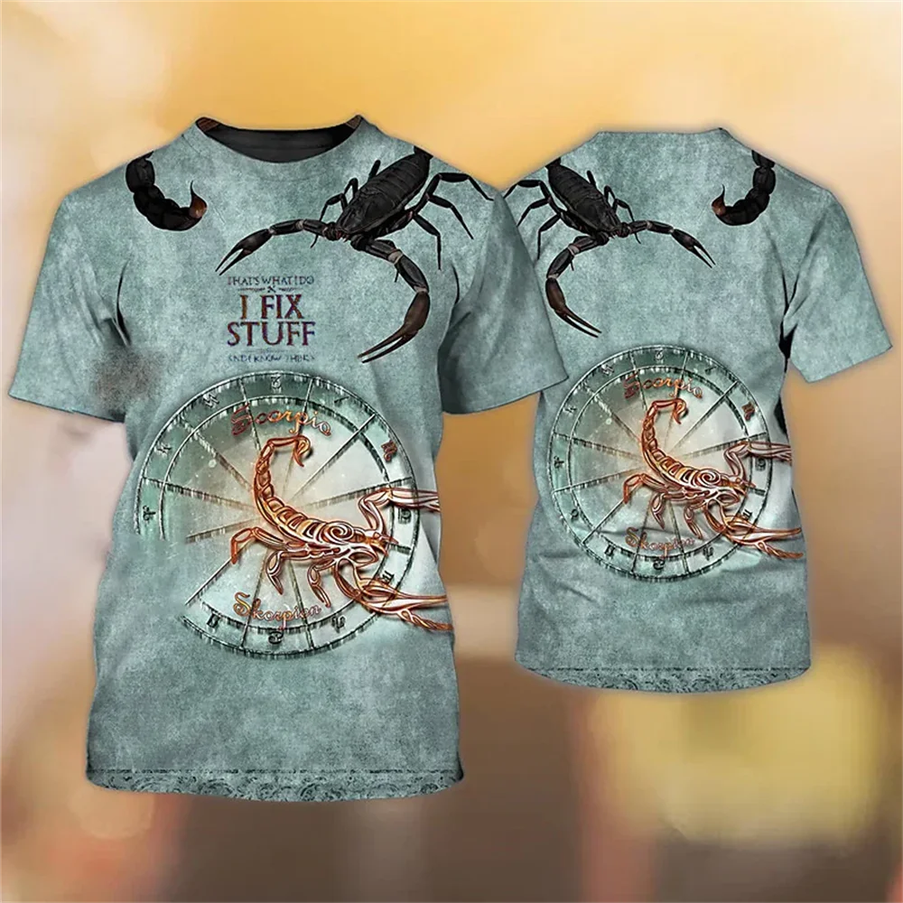 

Fashion 3D Animal Print T Shirt For Mens Scorpion / Tiger / Lion / Shark Pattern Tops Casual O-neck Oversized Short Sleeve Tees