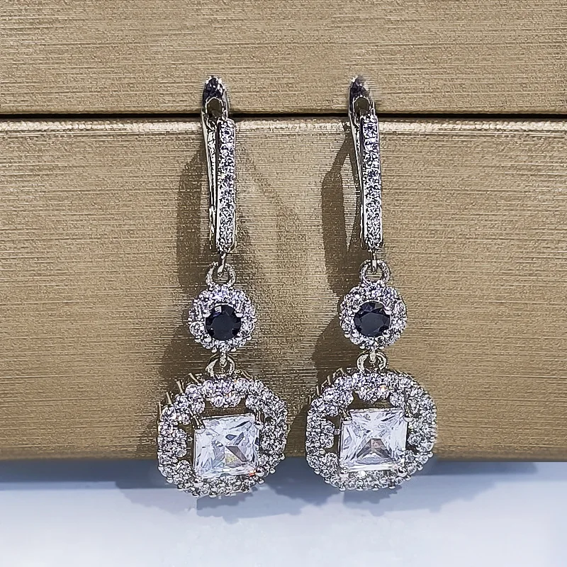 

DIWENFU Aretes De Mujer Earrings for Women Real S925 Sterling Silver White Diamond Jewelry Aretes De Ley 925 Mujer Drop Earrings