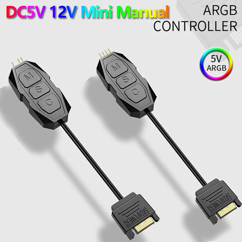 

DC5V 12V 3PIN 4PIN LED Light Strip Push Button Built Mini Manual Controller ARGB RGB SATA Power Port for Computer Host