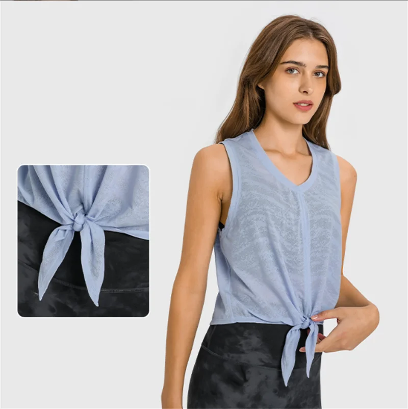 

2022 Summer Sports Vest Women's Quick Dry Nake Feeling Material Breathable Jacquard Weave Patch Work Vest