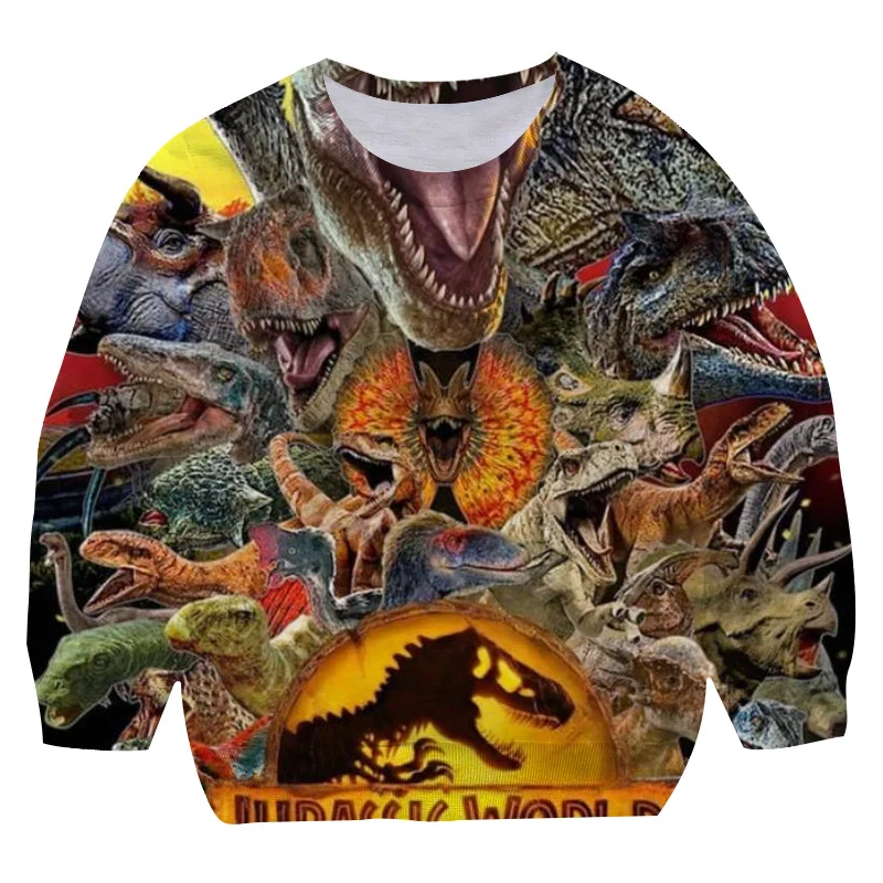 

Spring Autumn Jurassic World 1-14Year Children'S Birthday Gift Long Sleeve Cartoon Animal Print Kids Baby Boy Dinosaur Sweatshir
