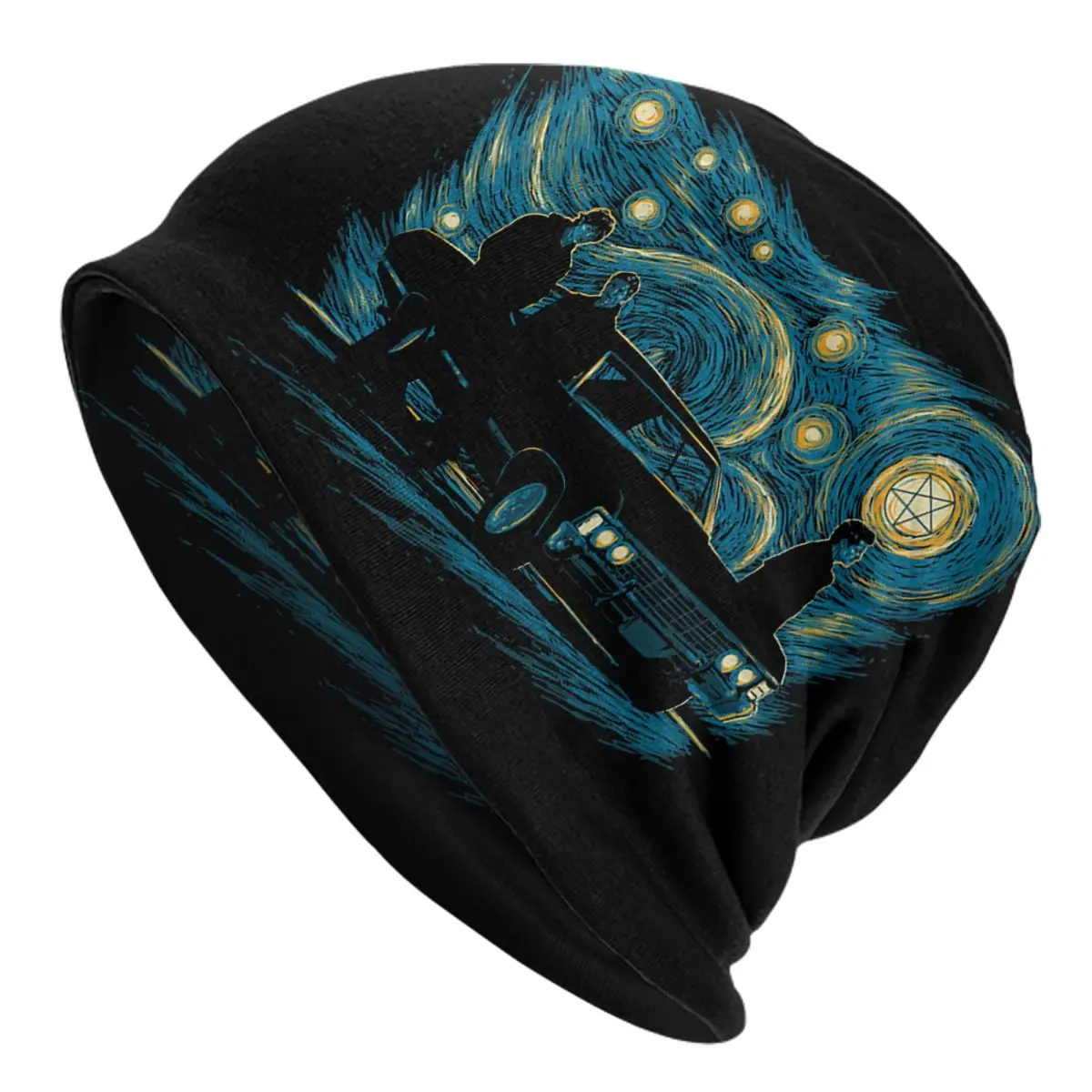 

Supernatural Night Skullies Beanies Hats The Starry Night Vincent Van Gogh Summer Men Women Street Caps Wrap Bonnet Knit Hat