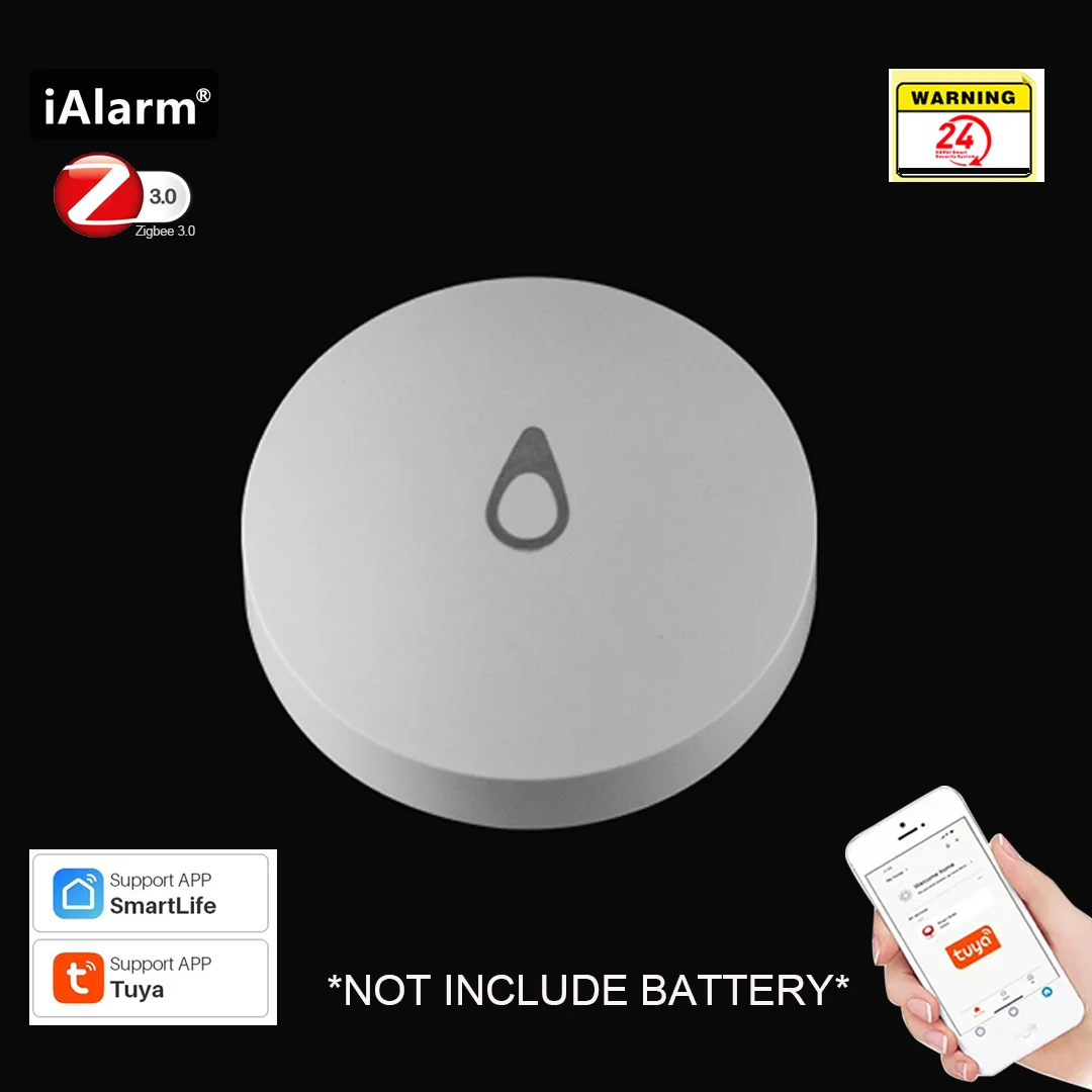 

iAlarm ZigBee Flood Water Immersion Leakage Linkage Leak Detector Security Alarm Sensor Overflow Alert Waterproof Smart Home