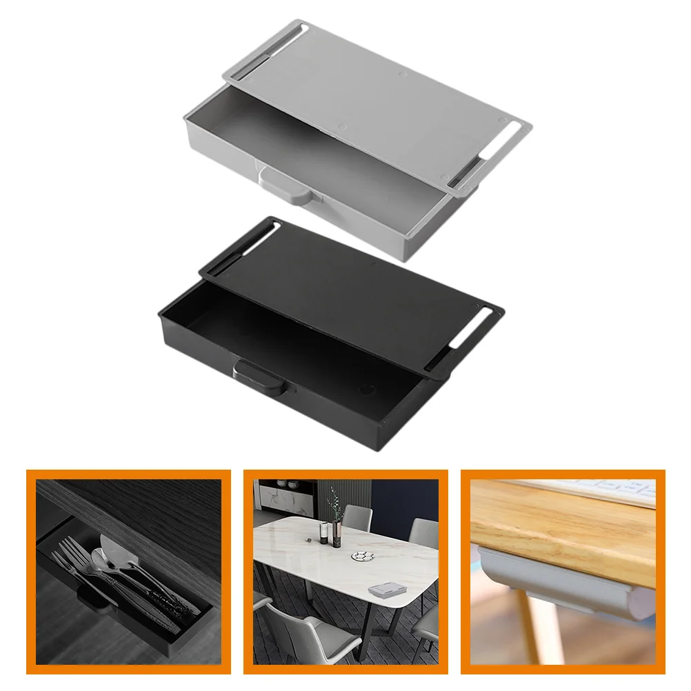 

2 Pcs Punch Free Storage Box Desk Drawers No Punching Organizer Desktop Home Abs Stationery Office