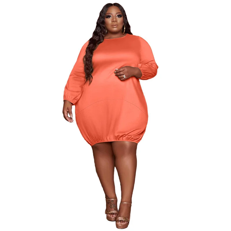 Plus Size New Style Dresses for Women 5xl Party Dress Solid Soft Fabric Stretch Midi Dress Fall Clothes Whole 3xl 4xl 5xl 6xl