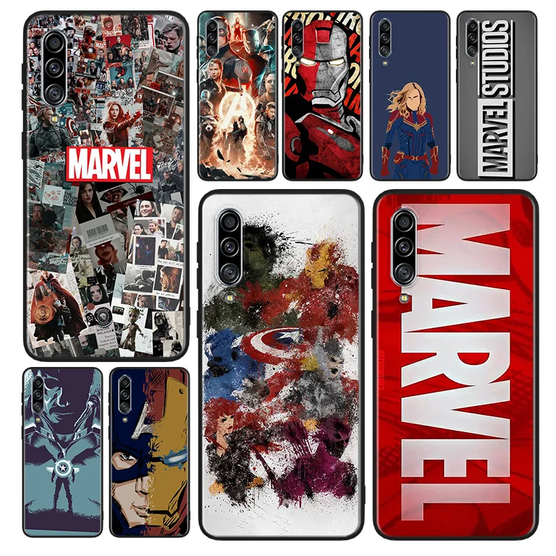 

Marvel hero LOGO Avengers Phone Case For Samsung A90 A80 A70S A60 A50S A30S A40 A2 Core A20E A20S A30 A10S Black Cover