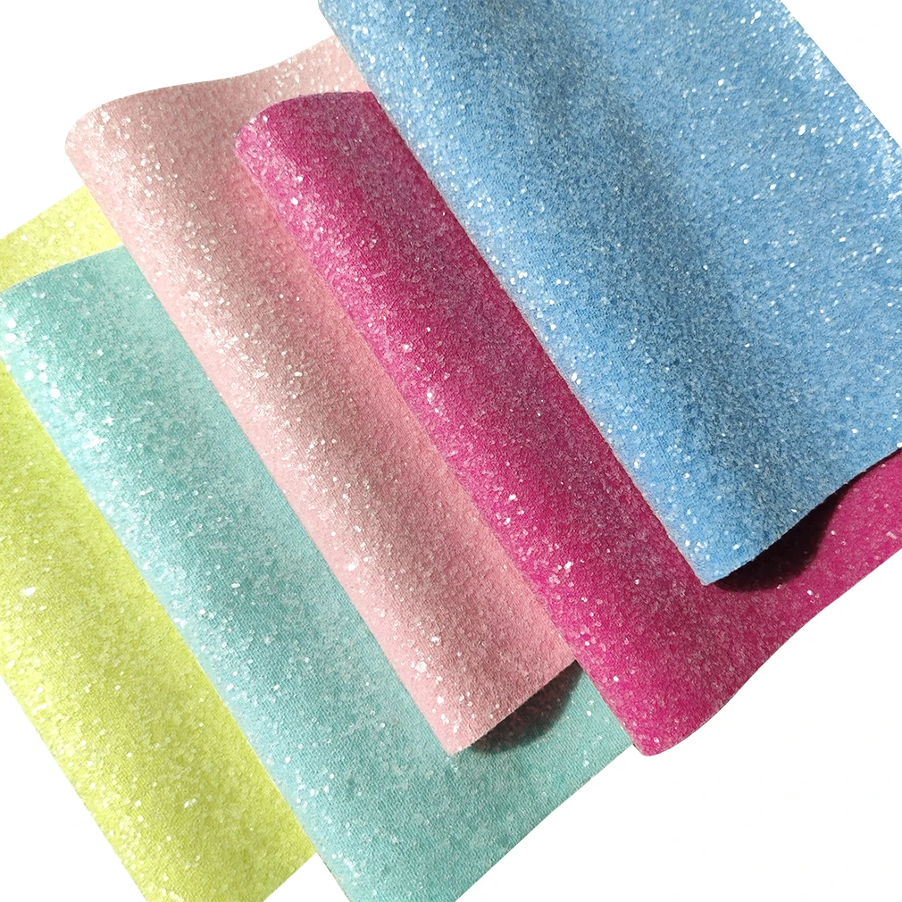 

2021 Neon Chunky Glitter Faux Leather Fabric Sheet With Twill for Making Shoe/Bag/Hair Bow/DIY Accessories 30x135cm