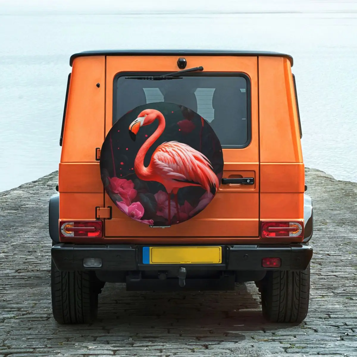 

Чехол для запасных шин в виде фламинго, защищенный от атмосферных воздействий, универсальный, подходит для трейлеров, домов на колесах, внедорожников, грузовиков, Аксессуары для автомобилей 14-17 дюймов