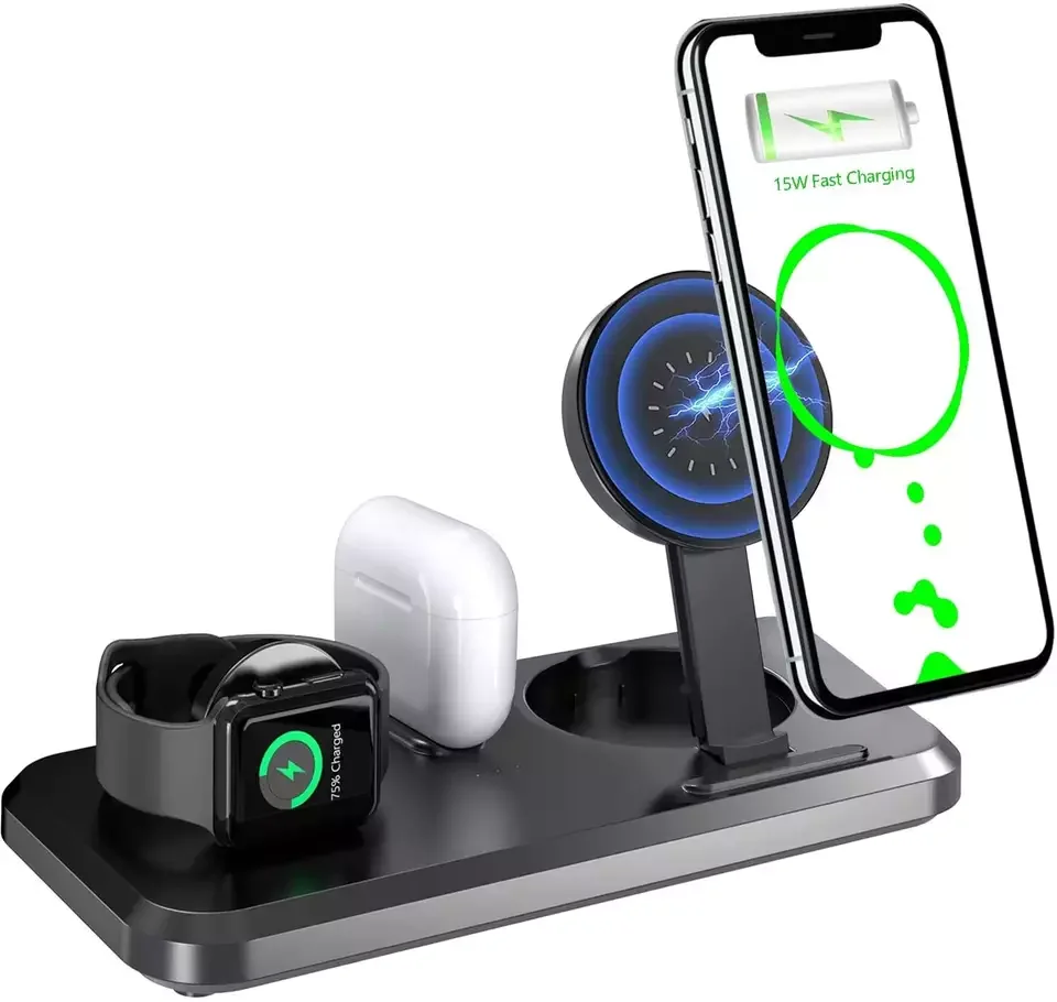 

3 in 1 Foldable Wireless Charging Station For iPhone 14 13Pro Apple Watch 7/6 For Samsung Galaxy Watch Chargers 4/3 S22 S21