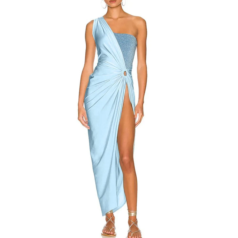

Цельный купальник на одно плечо с вырезами, женский купальник, пляжный комплект одежды, однотонный элегантный роскошный купальный костюм, пляжная одежда, 2023