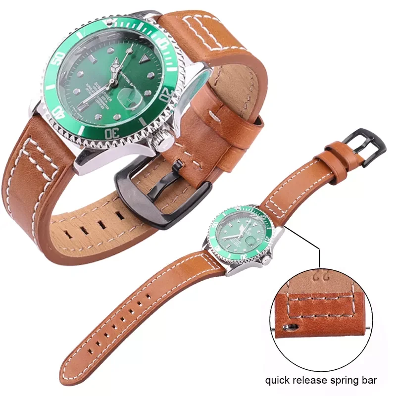 Cowhide Watchbands 18 20 22 24mm Women Men Quick Release For Samsung Gear S3 Genuine Leather Vintage Watch Band Strap