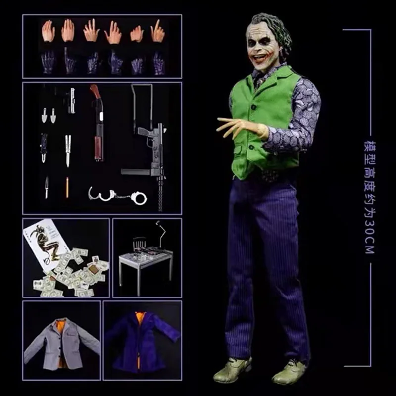 

In Stock 1/6 Scale Collectible Dark Knight The Comedian Clown 30cm Heath Ledger Action Figure Model Toys Articulated Doll Gift