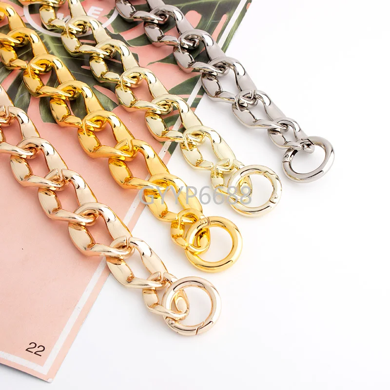 

34cm Long 27mm Width 4 Colors Zinc Alloy Gold Chain Bag Strap Purse Hardware Hand Bag Chain Strap with Hook