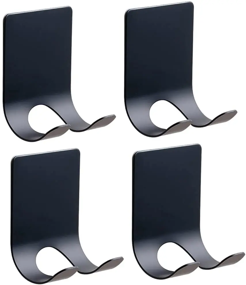 

All-Purpose Large Adhesive Hooks, Heavy Duty Hold Wall Hooks for Hanging, Large Waterproof Stick on Hooks for Organization Black