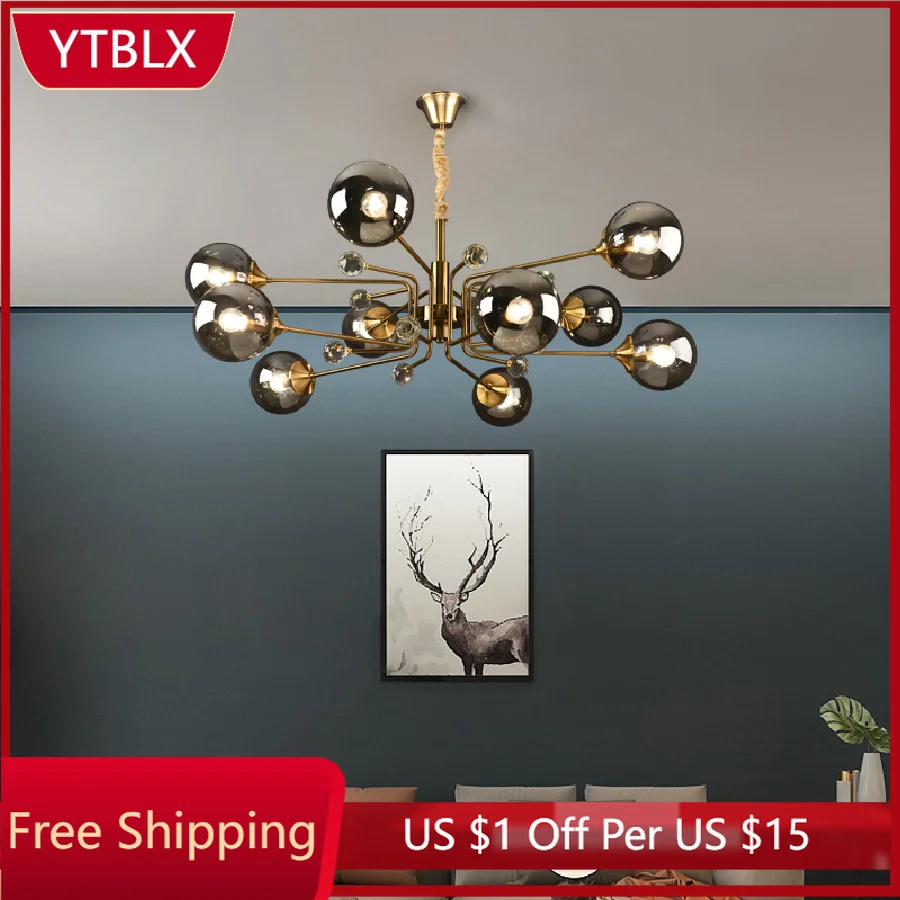 

Подвесной светильник в стиле лофт, индастриал, креативный минималистский скандинавский светильник в виде железного шара для гостиной, рест...