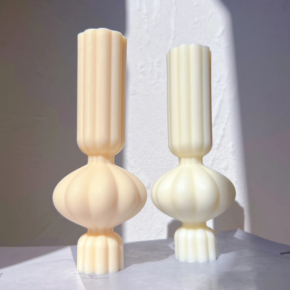 

Unique Tall Pillar Silicone Candle Moulds Carved Taper Spiral Candles Mold Cylindrical Aesthetic Soy Wax Tool Home Decoration