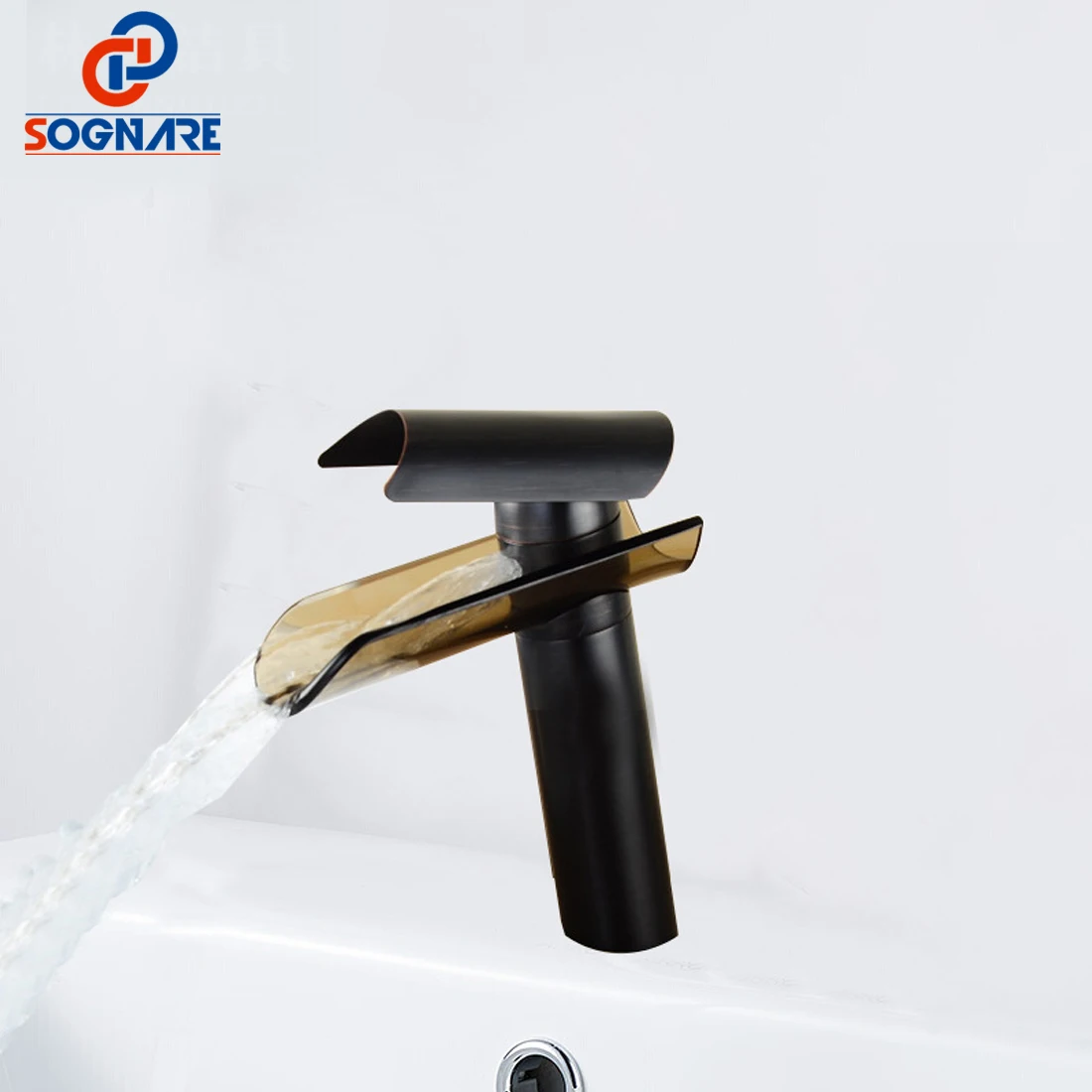 Смеситель для ванной комнаты SOGANRE кран из черного стекла водопад латунь
