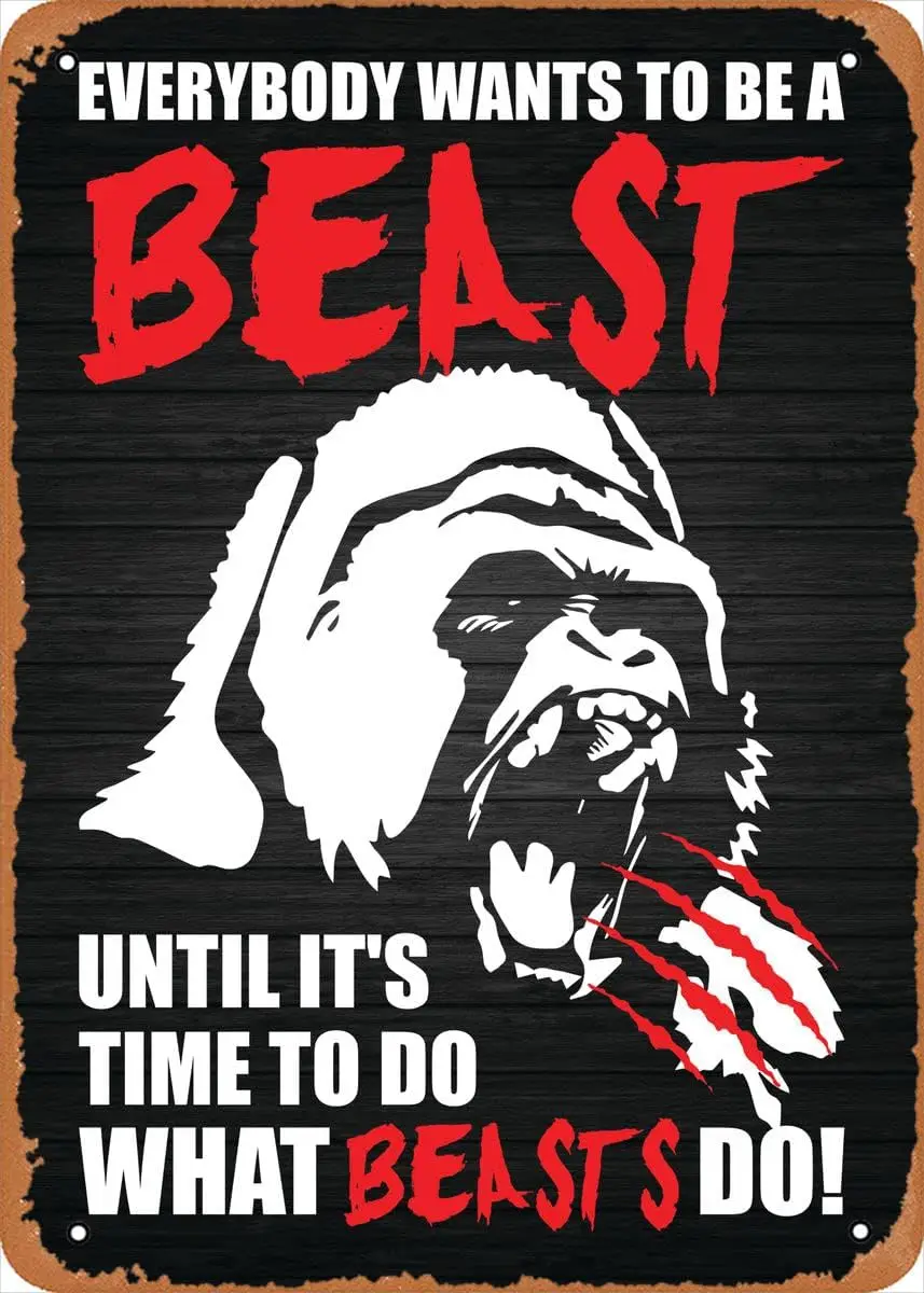 Тренировочный металлический жестяной логотип Ysirseu Be A Beast Gorilla 20 32x30 48 см