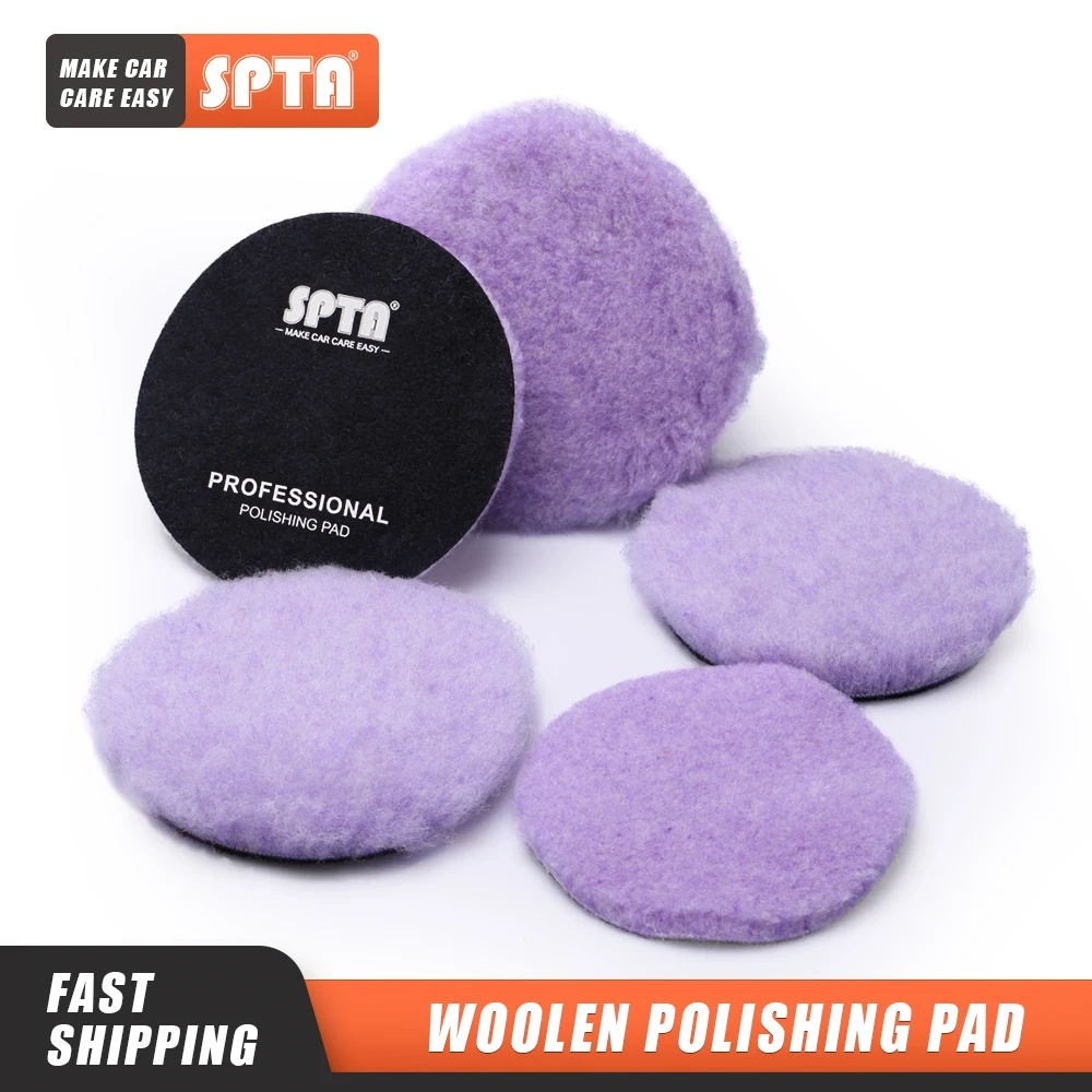 

1Pc SPTA 3"(80mm)/5"(125mm)/6"(150mm) Purple Long Short Wool High Density Lambs Polishing Pad for Polisher Waxing