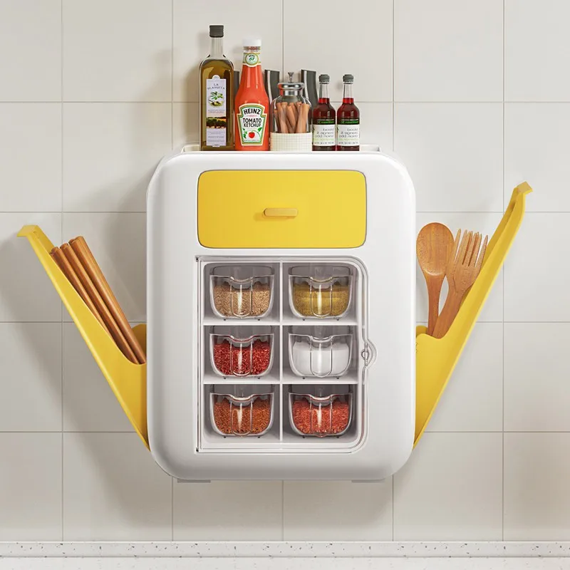 

5 In 1 Kitchen Spice Racks Multi-function Spice Jar Knife Holder Knife Fork Storage Condiment Kitchen Storage Supplies