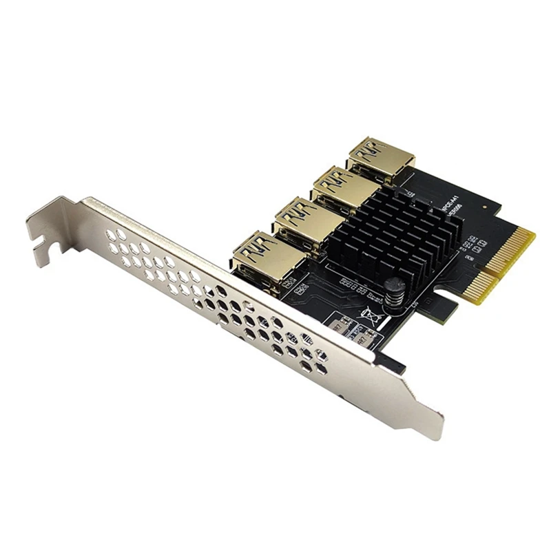 

1 to 4 Adapter Card PCI Express 4X to 16X Splitter Riser Card USB 3.0 Expansion Card for GPU Ethereum Bitcoin Mining